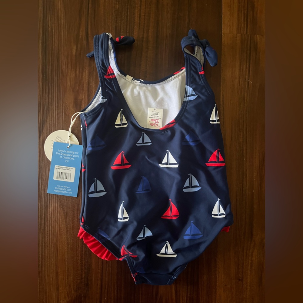 Ruffle Butts Navy One-Piece Swimsuit - Picture 2 of 3